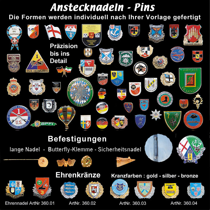 Bild zeigt eine Vielzahl an Anstecknadeln und Pins von Schurig Geschenkartikel