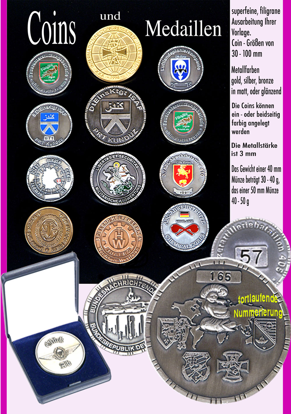 Coins und Medaillen diverse Möglichkeiten von Schurig Geschenkartikel Bellheim